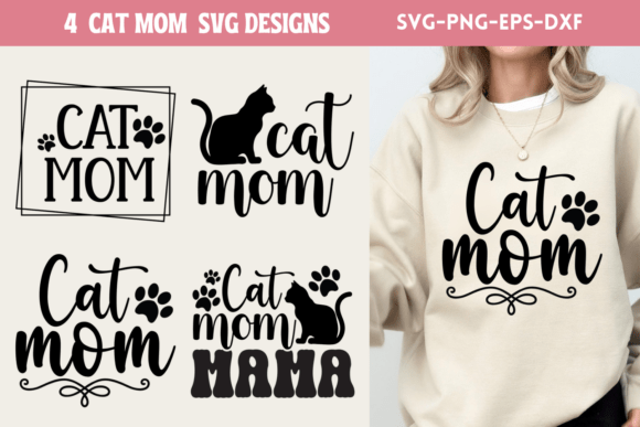 Cat Mom SVG Bundle, Cat Mom Bundle 2: Graphics for Crafts & Content