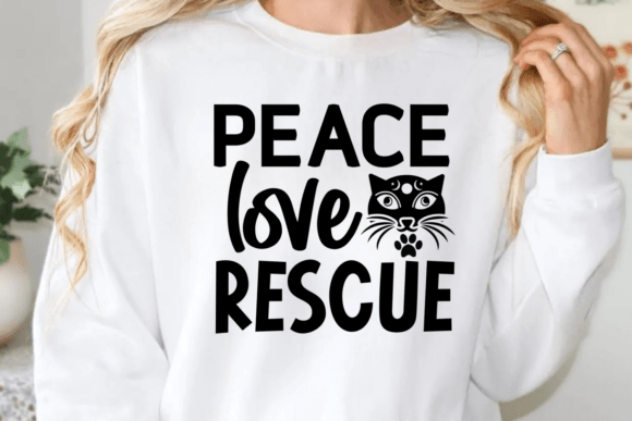Peace Love Rescue SVG, Cat Mom SVG Graphics